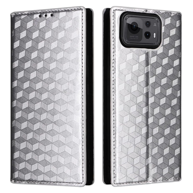 For Asus Zenfone 12 Ultra 5G Case Wallet Rhombus Imprinted Leather Phone Cover - Silver