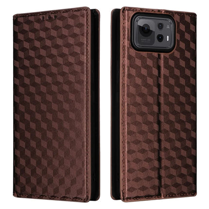 For Asus Zenfone 12 Ultra 5G Case Wallet Rhombus Imprinted Leather Phone Cover - Brown