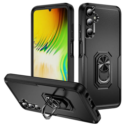 For Samsung Galaxy A05s 4G Case Military Grade Ring Kickstand PC+TPU Phone Cover - Black