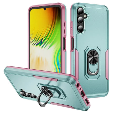For Samsung Galaxy A05s 4G Case Military Grade Ring Kickstand PC+TPU Phone Cover - Green+Pink