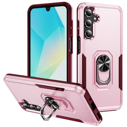 For Samsung Galaxy A16 5G  /  4G Case Military Grade Ring Kickstand PC + TPU Phone Cover - Pink  /  Rose