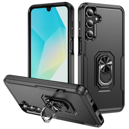 For Samsung Galaxy A16 5G  /  4G Case Military Grade Ring Kickstand PC + TPU Phone Cover - Black