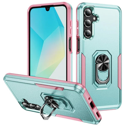 For Samsung Galaxy A16 5G  /  4G Case Military Grade Ring Kickstand PC + TPU Phone Cover - Green  /  Pink