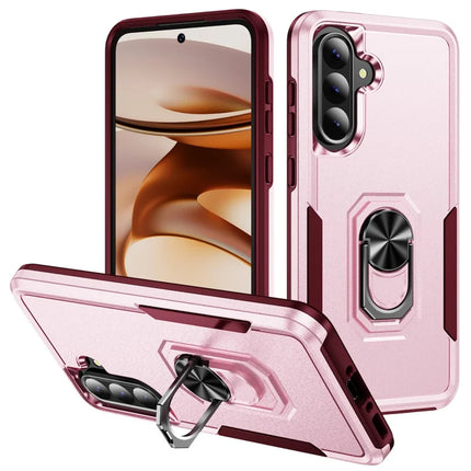 For Samsung Galaxy A36 5G Case Military Grade Ring Kickstand PC+TPU Phone Cover - Pink+Rose
