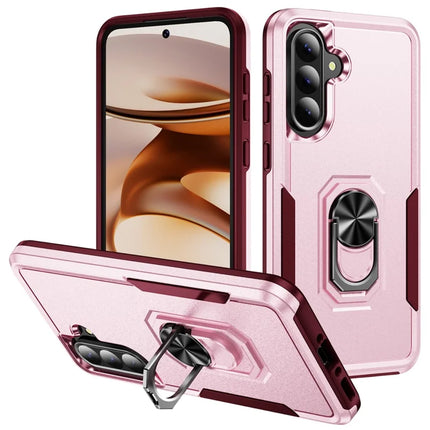 For Samsung Galaxy A56 5G Case Military Grade Ring Kickstand PC + TPU Phone Cover - Pink  /  Rose