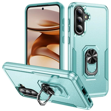 For Samsung Galaxy A56 5G Case Military Grade Ring Kickstand PC + TPU Phone Cover - Green