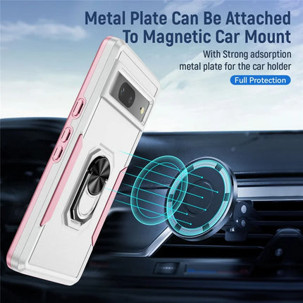 For Google Pixel 7 5G Case Military Grade Ring Kickstand PC+TPU Phone Cover