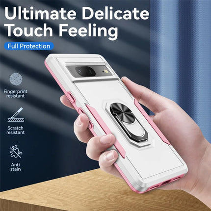 For Google Pixel 7 5G Case Military Grade Ring Kickstand PC+TPU Phone Cover