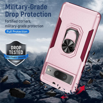 For Google Pixel 7 5G Case Military Grade Ring Kickstand PC+TPU Phone Cover