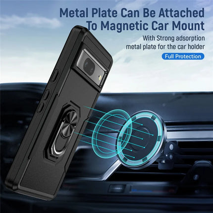 For Google Pixel 7 5G Case Military Grade Ring Kickstand PC+TPU Phone Cover