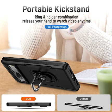 For Google Pixel 7 5G Case Military Grade Ring Kickstand PC+TPU Phone Cover