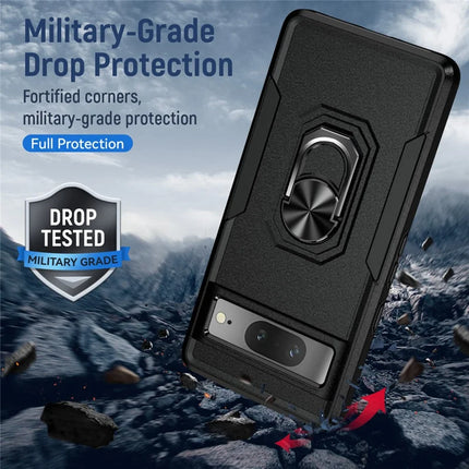 For Google Pixel 7 5G Case Military Grade Ring Kickstand PC+TPU Phone Cover