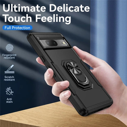 For Google Pixel 7 5G Case Military Grade Ring Kickstand PC+TPU Phone Cover