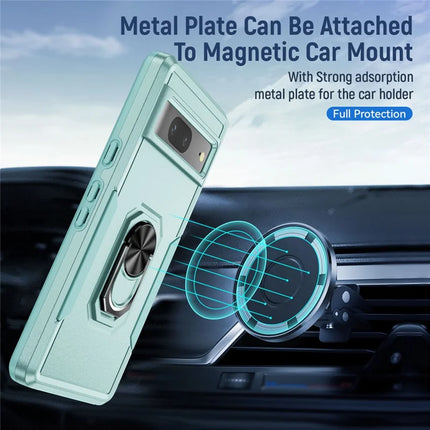 For Google Pixel 7 5G Case Military Grade Ring Kickstand PC+TPU Phone Cover