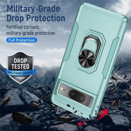 For Google Pixel 7 5G Case Military Grade Ring Kickstand PC+TPU Phone Cover