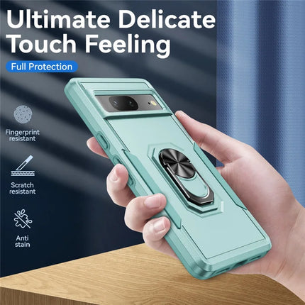 For Google Pixel 7 5G Case Military Grade Ring Kickstand PC+TPU Phone Cover