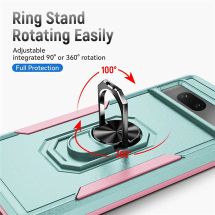For Google Pixel 7 5G Case Military Grade Ring Kickstand PC+TPU Phone Cover