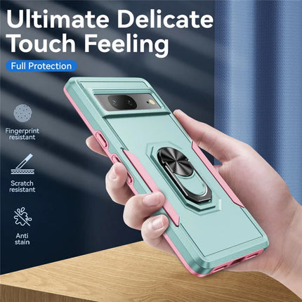 For Google Pixel 7 5G Case Military Grade Ring Kickstand PC+TPU Phone Cover