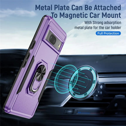 For Google Pixel 7 5G Case Military Grade Ring Kickstand PC+TPU Phone Cover