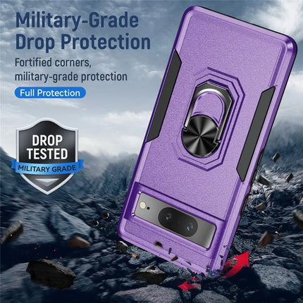 For Google Pixel 7 5G Case Military Grade Ring Kickstand PC+TPU Phone Cover