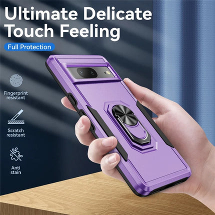 For Google Pixel 7 5G Case Military Grade Ring Kickstand PC+TPU Phone Cover