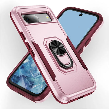 For Google Pixel 8a Case Military Grade Ring Kickstand PC + TPU Phone Cover