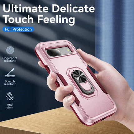 For Google Pixel 8a Case Military Grade Ring Kickstand PC + TPU Phone Cover