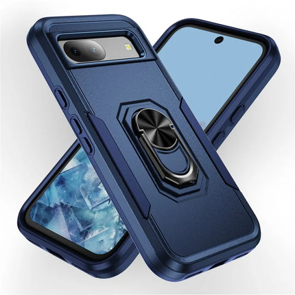 For Google Pixel 8a Case Military Grade Ring Kickstand PC + TPU Phone Cover