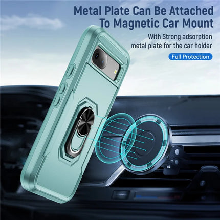For Google Pixel 8a Case Military Grade Ring Kickstand PC + TPU Phone Cover