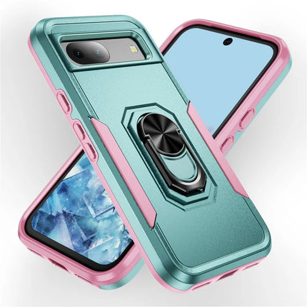For Google Pixel 8a Case Military Grade Ring Kickstand PC + TPU Phone Cover