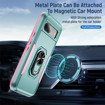 For Google Pixel 8a Case Military Grade Ring Kickstand PC + TPU Phone Cover