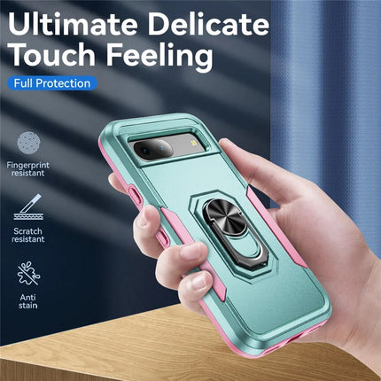 For Google Pixel 8a Case Military Grade Ring Kickstand PC + TPU Phone Cover