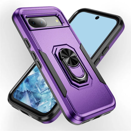 For Google Pixel 8a Case Military Grade Ring Kickstand PC + TPU Phone Cover
