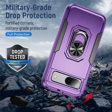 For Google Pixel 8a Case Military Grade Ring Kickstand PC + TPU Phone Cover