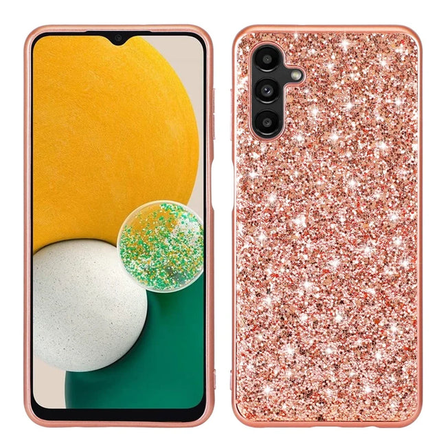 For Samsung Galaxy A56 5G Case TPU + PC Sparkling Glitter Phone Back Cover - Rose Gold