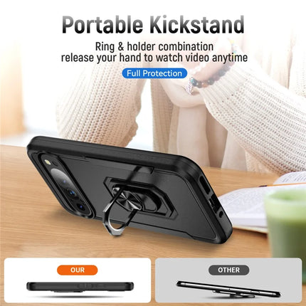 For Google Pixel 9 Pro XL Case Military Grade Ring Kickstand PC + TPU Phone Cover
