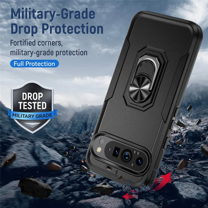 For Google Pixel 9 Pro XL Case Military Grade Ring Kickstand PC + TPU Phone Cover