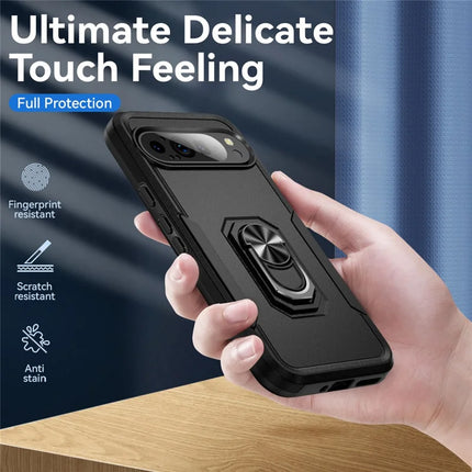 For Google Pixel 9 Pro XL Case Military Grade Ring Kickstand PC + TPU Phone Cover