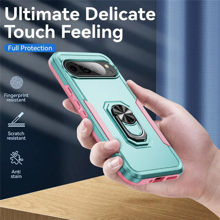 For Google Pixel 9 Pro XL Case Military Grade Ring Kickstand PC + TPU Phone Cover
