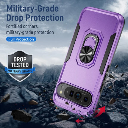 For Google Pixel 9 Pro XL Case Military Grade Ring Kickstand PC + TPU Phone Cover