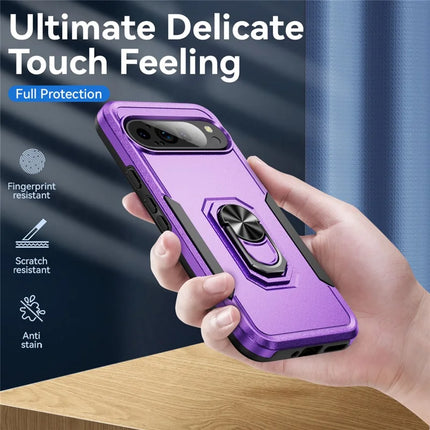 For Google Pixel 9 Pro XL Case Military Grade Ring Kickstand PC + TPU Phone Cover