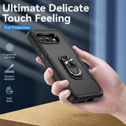 For Google Pixel 9a Case Military Grade Ring Kickstand PC+TPU Phone Cover