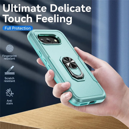 For Google Pixel 9a Case Military Grade Ring Kickstand PC+TPU Phone Cover