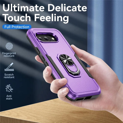 For Google Pixel 9a Case Military Grade Ring Kickstand PC+TPU Phone Cover