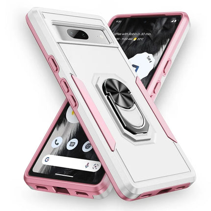 For Google Pixel 7a Case Military Grade Ring Kickstand PC + TPU Phone Cover