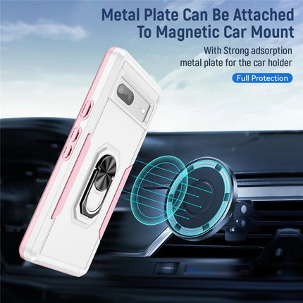 For Google Pixel 7a Case Military Grade Ring Kickstand PC + TPU Phone Cover