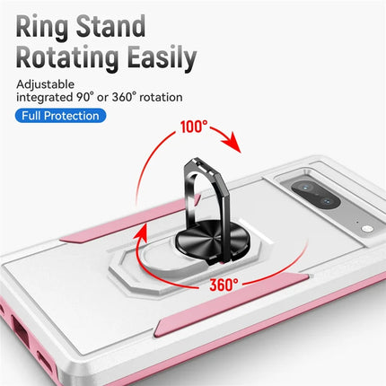 For Google Pixel 7a Case Military Grade Ring Kickstand PC + TPU Phone Cover