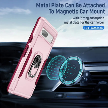 For Google Pixel 7a Case Military Grade Ring Kickstand PC + TPU Phone Cover