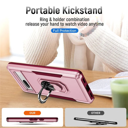 For Google Pixel 7a Case Military Grade Ring Kickstand PC + TPU Phone Cover