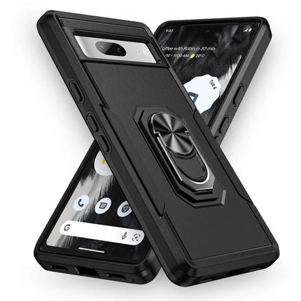 For Google Pixel 7a Case Military Grade Ring Kickstand PC + TPU Phone Cover